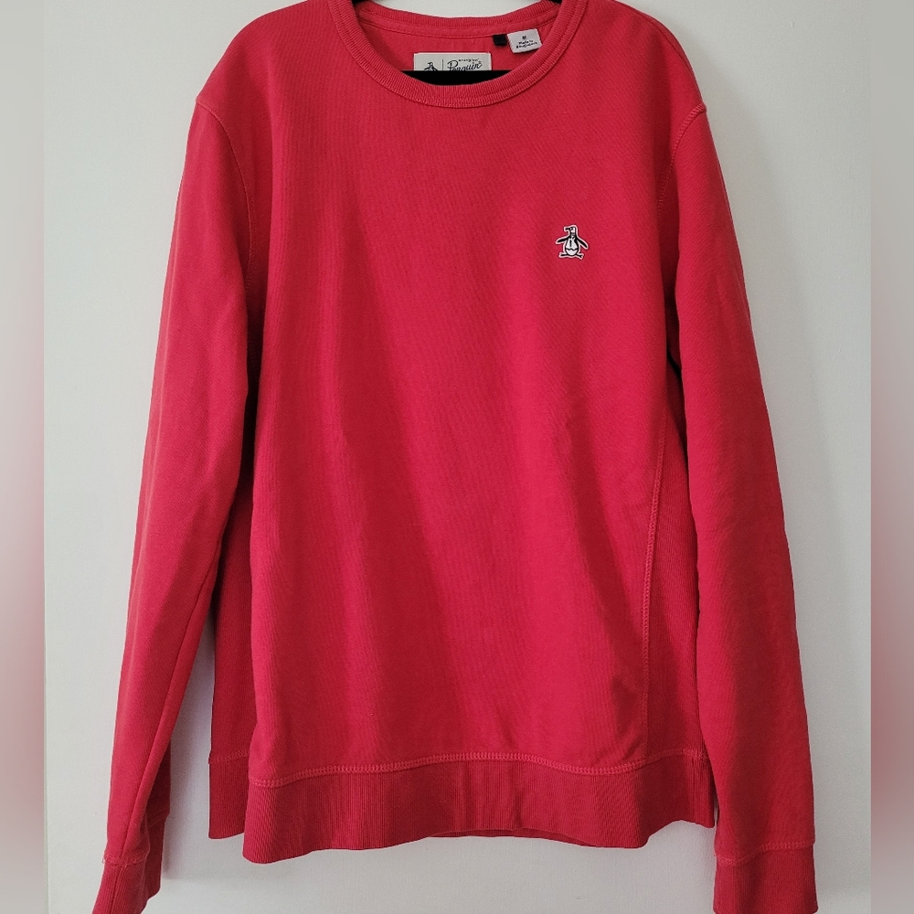 Penguin Coral Color Crewneck Midweight Sweatshirt M